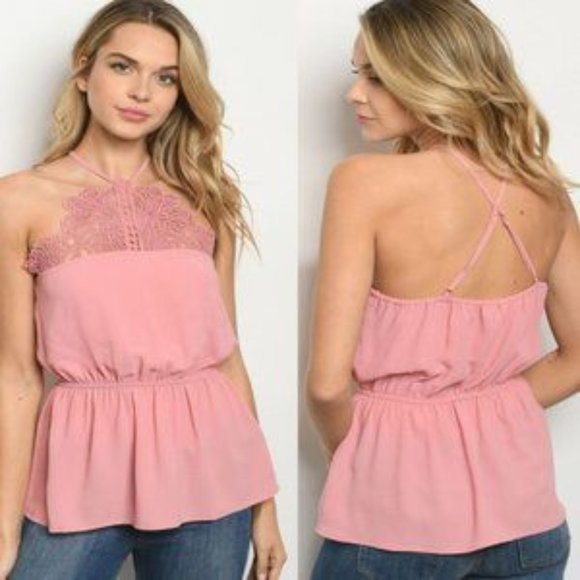 Lace Detailed Pink Top - Picture 1 of 1